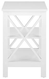 Minimalistyczny stolik pomocniczy biały matowy kwadratowy 2 półki Foster Beliani
