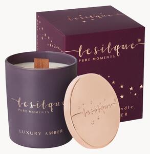 Ręcznie wykonana świeca zapachowa z drewnianym knotem Luxury Amber, 300 g