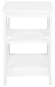 Minimalistyczny stolik pomocniczy biały matowy kwadratowy 2 półki Foster Beliani