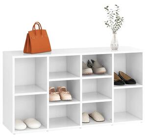 Ławka z miejscem na buty, biała, 103x30x55 cm