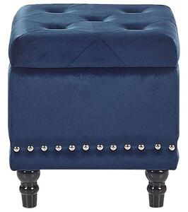 Puf welurowy pikowane siedzisko schowek ciemnoniebieski do salonu Loretto Beliani