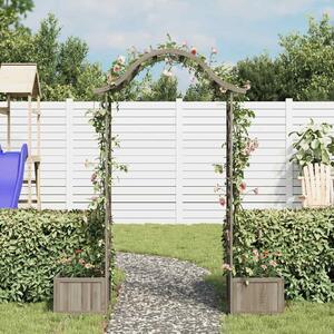 Pergola ogrodowa z donicami, szara, lite drewno jodłowe