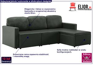 Rozkładana sofa modułowa szara - Lanpara 4Q
