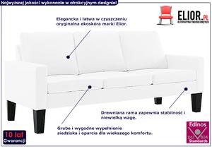 3-osobowa biała sofa z ekoskóry - Zuria 3Q