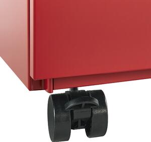 Szafka metalowa zamykana na klucz na kółkach z 3 szuflady metalowa czerwona Bolsena Beliani