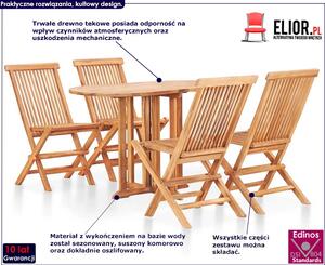 Drewniany stół i krzesła na taras, balkon - Trivo 3X