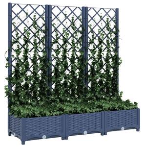 Donica ogrodowa z kratką, niebieskoszara, 120x40x121,5 cm, PP