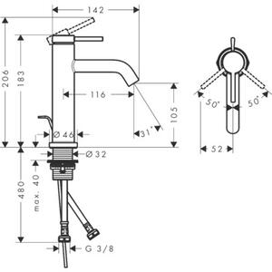 Bateria umywalkowa HANSGROHE Tecturis S 110 EcoSmart+ 73310670 Czarny mat