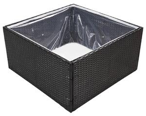 Donica ogrodowa, czarna, 80x80x40 cm, rattan PE
