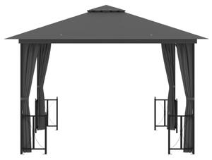 Altana z zasłonkami i dwuczęściowym dachem, 3x3 m, antracytowa