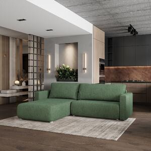 Masseno Narożnik TURIN z funkcją spania i pojemnikiem na pościel Narozniki L, Rozkładana sofa - Zielony, NOW OR NEVER 37