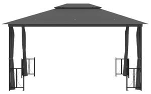 Altana z zasłonkami i dwuczęściowym dachem, 3x4 m, antracytowa