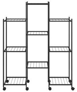 Kwietnik z kółkami, 83x25x103,5 cm, czarny, żelazny