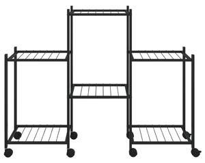 Kwietnik z kółkami, 83x25x63,5 cm, czarny, żelazny