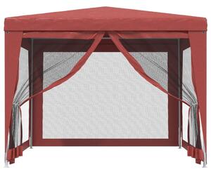 Namiot imprezowy z 4 siatkowymi ścianami, czerwony, 3x3 m, HDPE