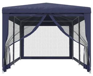 Namiot imprezowy z 6 ścianami z siatki, niebieski, 3x6 m, HDPE