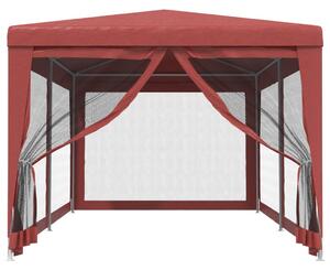 Namiot imprezowy z 6 ścianami z siatki, czerwony, 3x6 m, HDPE