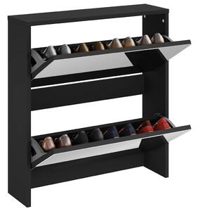 Szafka na buty z lustrem i 2 szufladami, czarna, 63x17x67 cm
