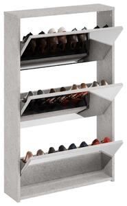 Szafka na buty, lustro i 3 szuflady, szary beton, 63x17x102,5cm