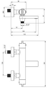 Bateria wannowa natynkowa DEANTE BCH F1BT Stal szczotkowana