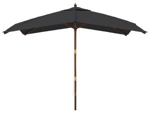 Parasol ogrodowy na drewnianym słupku, czarny, 300x300x273 cm