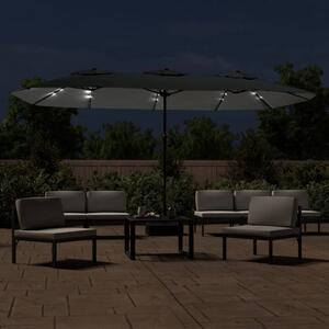 Podwójny parasol ogrodowy z LED, antracytowy, 449x265 cm