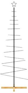 Metalowa choinka z drewnianą podstawą, czarna, 180 cm