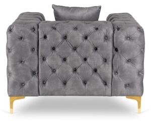 Fotel Wypoczynkowy SORRENTO 1S Szary Welurowy Nowoczesny Glamour
