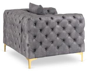 Fotel Wypoczynkowy SORRENTO 1S Szary Welurowy Nowoczesny Glamour
