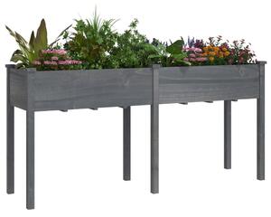 Kwietnik z wyściółką, szary, 161x45x76 cm, lite drewno jodłowe