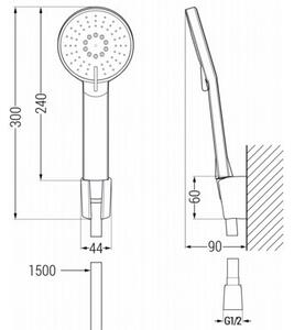 Mexen Lynx R40 bateria wannowa z zestawem prysznicowym, chrom - 74593R40-00