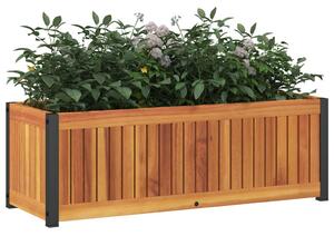 Donica ogrodowa, 80x30x27,5 cm, lite drewno akacjowe i stal