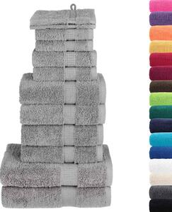 12-częściowy zestaw ręczników premium SOLUND, szary, 600 g/cm²