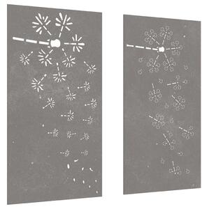 Ogrodowe dekoracje ścienne, 2 szt., 105x55 cm, stal kortenowska