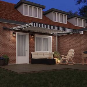 Ręcznie zwijana markiza z LED, antracytowo-biała, 400x300 cm