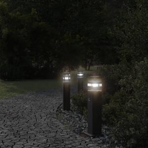 Zewnętrzne lampy stojące, z czujnikami, 3 szt., czarne, 50 cm