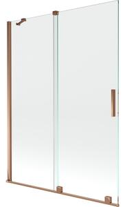 Mexen Velar parawan nawannowy 2-skrzydłowy rozsuwany 130 x 150 cm, transparent, różowe złoto - 896-130-000-01-60