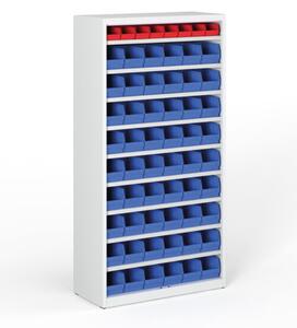 Regał z plastikowymi pojemnikami BASIC - 1800 x 400 x 920 mm, 54x B, 8x A