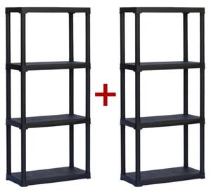 Regał plastikowy TEMPO 1+1 GRATIS, 1330x600x300 mm, 4 półki