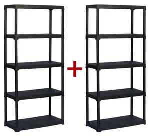Regał plastikowy TEMPO 1+1 GRATIS, 1800x800x390 mm, 5 półek