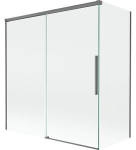 Mexen Rox parawan nawannowy 2-skrzydłowy rozsuwany 150 + 70 x 150 cm, transparent, gun metal - 8C9-150-070-95-00