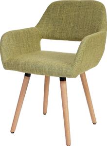 Krzesło do jadalni HWC-A50 II, krzesło kuchenne, design retro 50s ~ tkanina, jasnozielony, jasne nogi