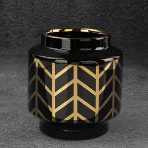 Wazon EUROFIRANY Emera1 12 x 13 cm Czarno-złoty