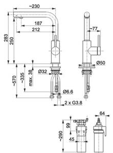 Bateria kuchenna KFA z filtrem HYDRO+ DUERO PURE STYLE PULL OUT 6623-912-81 Czarna
