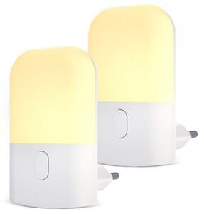 Lampka nocna do gniazdka z czujnikiem zmierzchu do sypialni biała prostokątna regulacja jasności ciepła barwa LED 0.5W KAMA Eko-Light