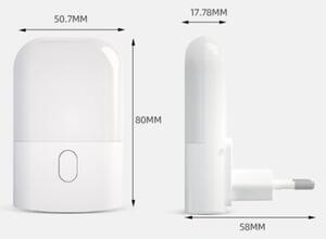 Lampka nocna do gniazdka z czujnikiem zmierzchu do sypialni biała prostokątna regulacja jasności ciepła barwa LED 0.5W KAMA Eko-Light