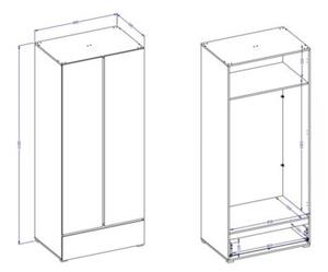 Szafa dwudrzwiowa CROSS 2D1S 89cm biaÅa/czarna z drÄ Å¼kiem