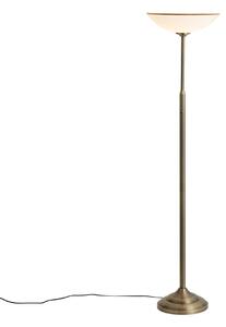 Klasyczna lampa podłogowa brązowa z opalowym szkłem - Katarina
