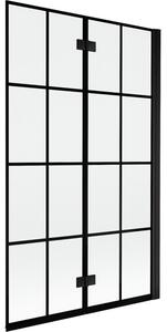 Mexen Mist parawan nawannowy 2-skrzydłowy prawy 110 x 150 cm, czarna kratka, czarny - 8A9-110-002-70-77-P