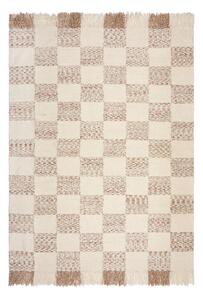 Kremowo-naturalny dywan z mieszanki wełny tkany ręcznie 200x300 cm Eric Checkboard – Flair Rugs